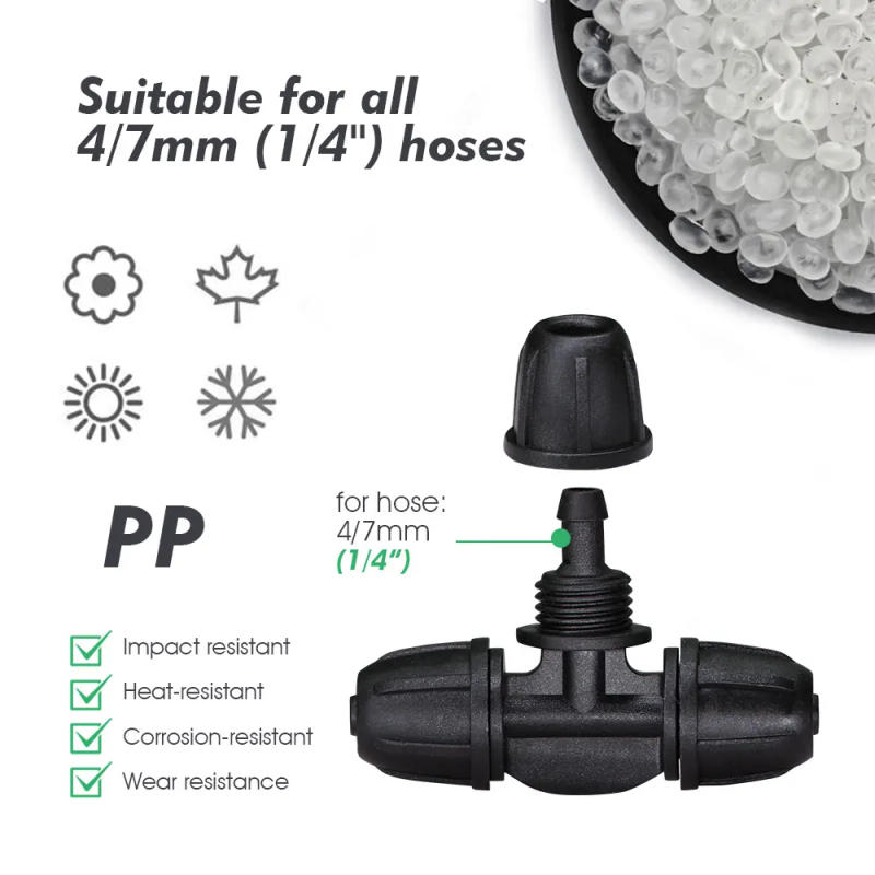 Description Picture 3 of item30PCS Garden 4/7mm Hose Lock Tee 1/4" 3-Way Connectors Greenhouse Plants Drip Irrigation Joint for Watering Tube Fitting Adapter