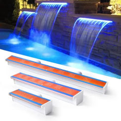 Led Colorful waterfall water curtain nozzle swimming pool ABS 90cm 12w waterfall outlet landscaping fountain waterscape wall