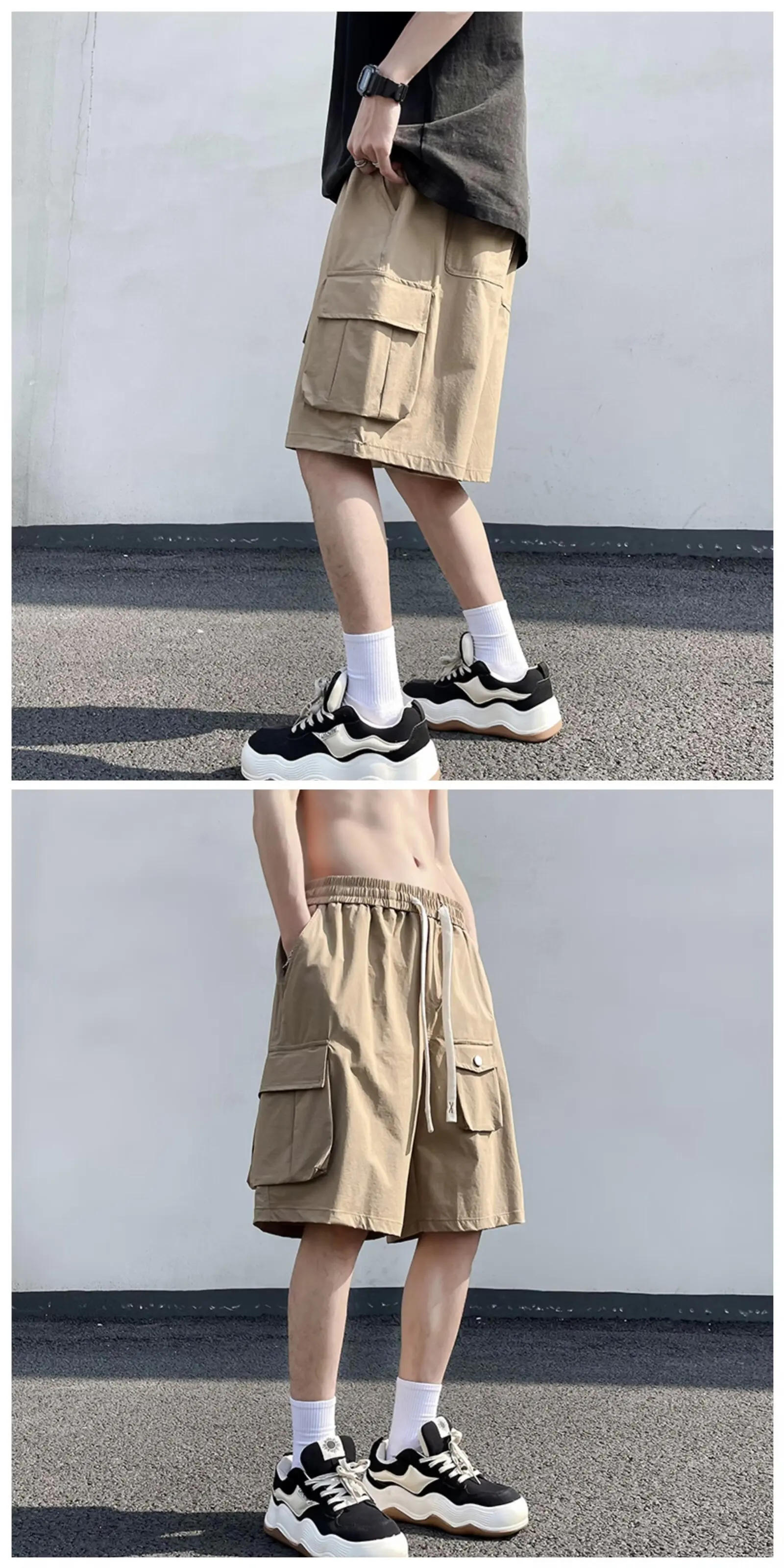 Description Picture 4 of itemMen's Shorts New Summer Cotton Double-Pocket Hip-Hop Style Casual Pants Sports Fitness Five Point Pant joggers