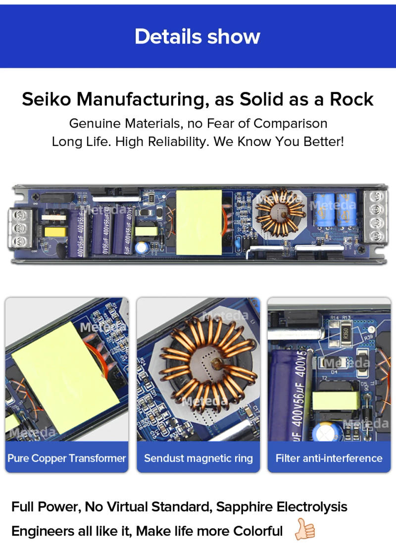 Description Picture 4 of itemUltra Thin LED Power Supply DC 12V 24V Lighting Transformers 45W 60W 100W 150W 200W 300W LED Driver A/D Converter for LED Strip