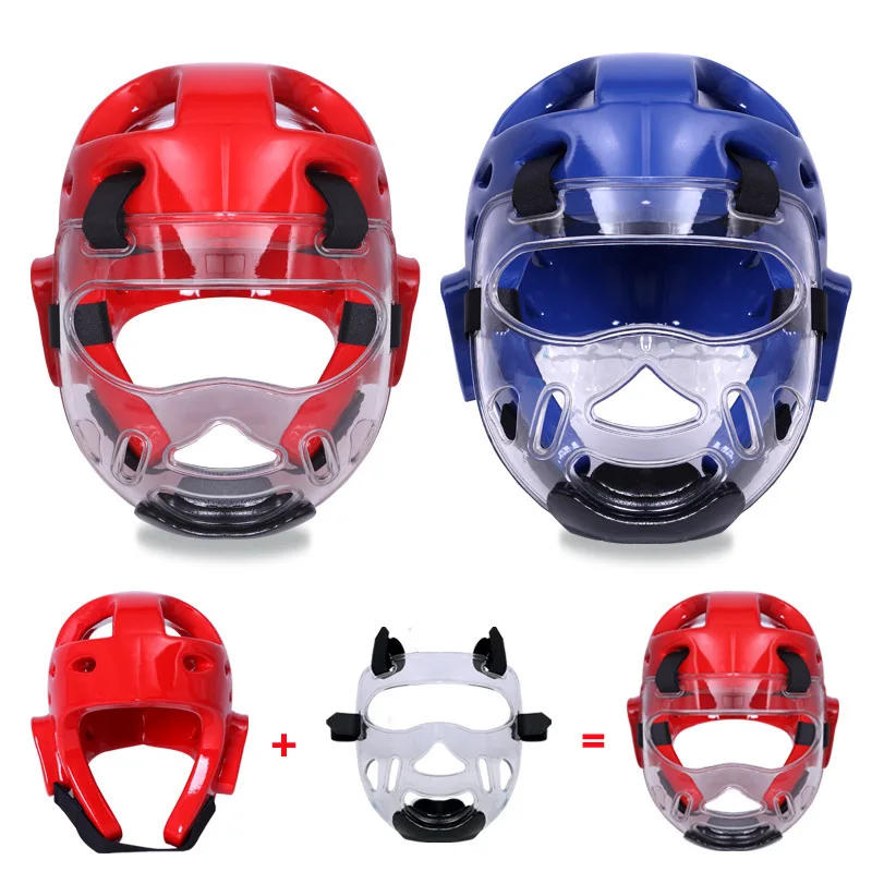 Description Picture 2 of item2pcs Set Protective Head Equipment Kids Training Competition Martial Arts Boxing Head Guard Tactical Helmet Taekwondo Protector