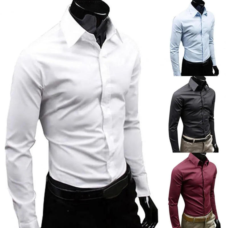 Description Picture 6 of itemDress Shirt  Button-down Closure   Men's Shirt Long Sleeve Slim Fit Dress Shirt