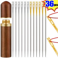 36/24/12pcs Blind Needle Elderly Needle-side Hole DIY Hand Household Stainless Steel Sewing Needless Threading Apparel Sewing