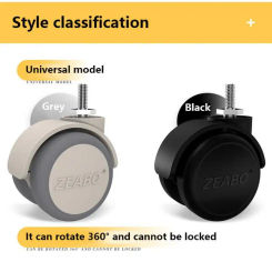(4 Packs) Black Color 2 Inch M6/M8/M10/M12 Screw Universal Wheel With Brake Soft Rubber  Silent Caster Durable Wear-resist