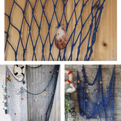 Nautical Fishing Net Wall Decor Fishnet Wall Hanging Decor with Shells Mediterranean Style Fish Net Decor Photography Props