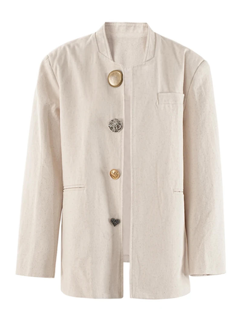 Description Picture 5 of itemDEAT Fashion Women's Blazer Notched Collar Loose Fit Personalized Button Long Slevees Suit Jackets Autumn 2025 New Tide CPG1920