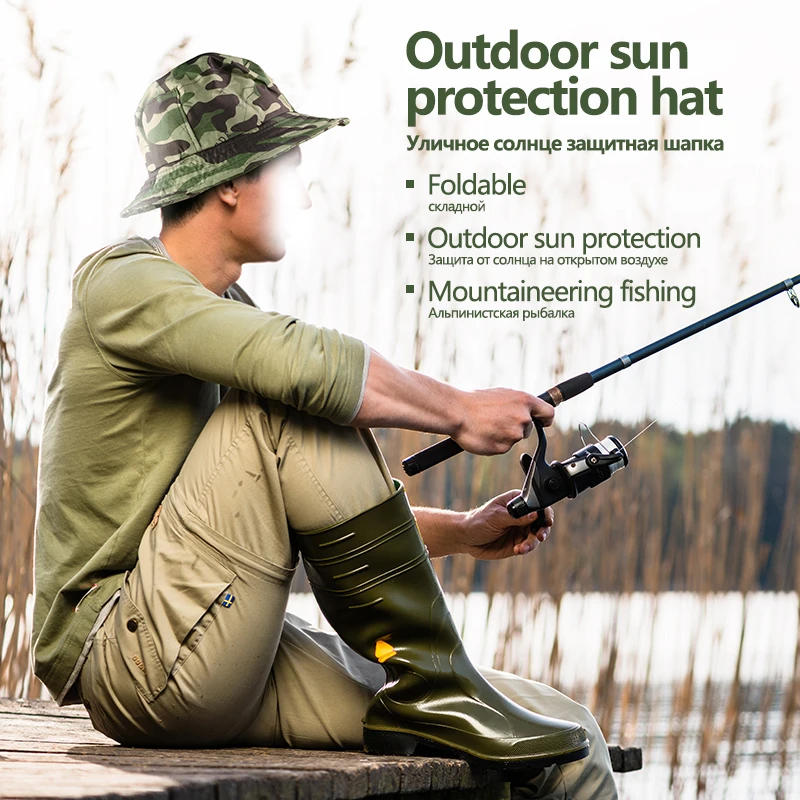 Description Picture 3 of item1PC Sun Protection Hat Outdoor Fishing Hunting Hiking Cap Light Weighted Wide Cap with Brim Unisex Army Fishing Cap Accessories