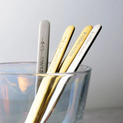 Gold Coffee Stirrer Stainless Steel Creative Coffee Spoon Mix Cocktail Stirring Sticks For Wedding Party Bar Manual Mixing Rod