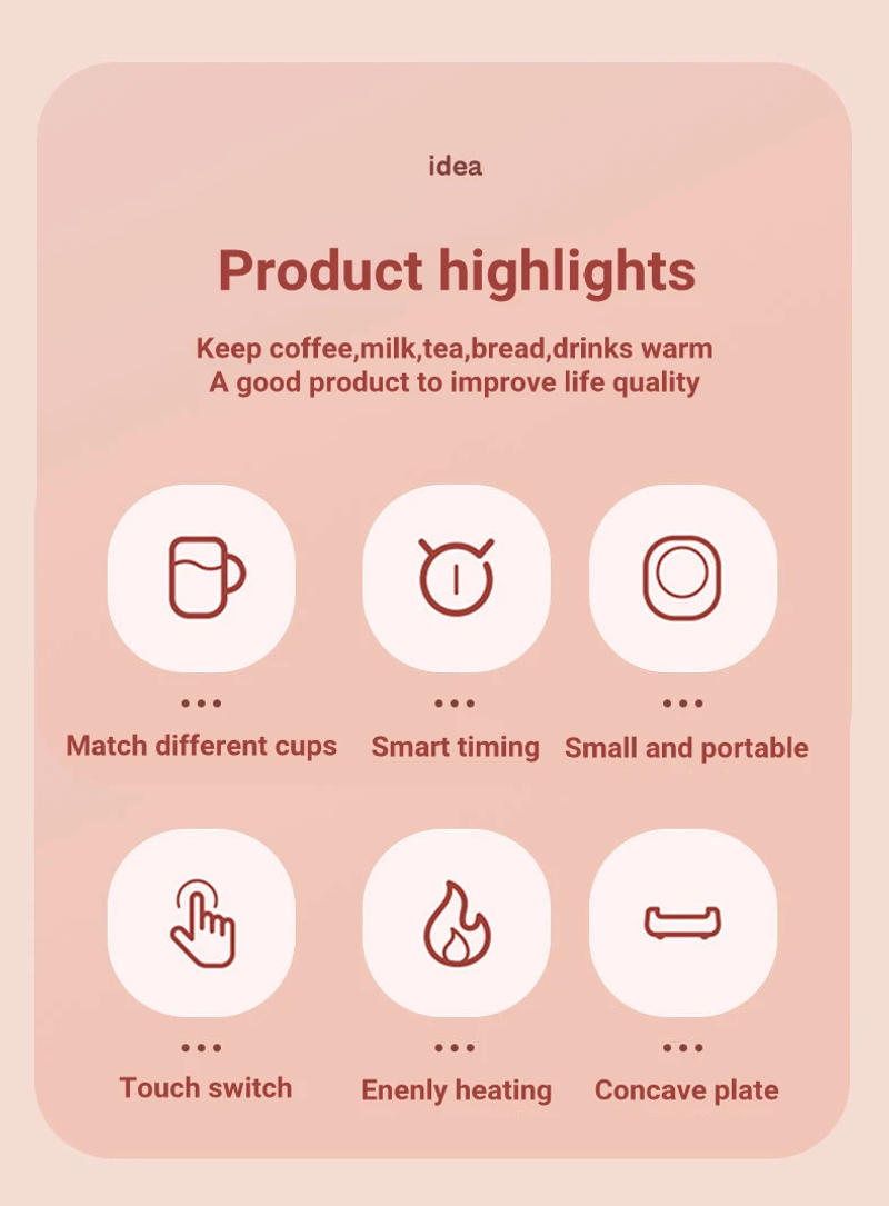 Description Picture 4 of item220V Smart Cup Heater Coffee Mug Warmer Electric Hot Plate for Milk Tea Food Heating Coaster 3 Gear Warming Pad Hot Tea Makers