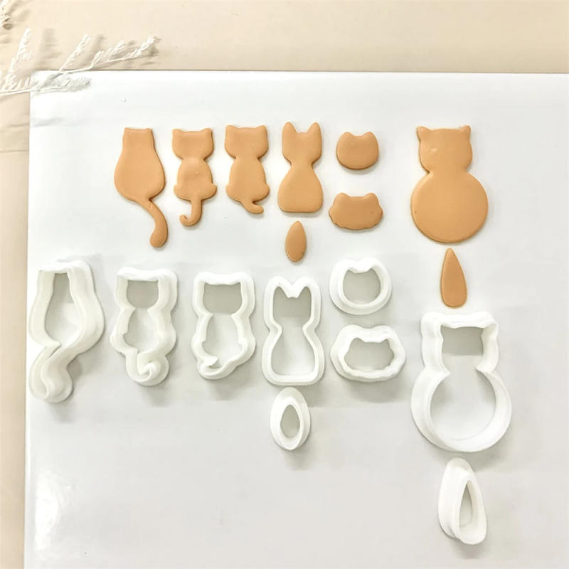Description Picture 2 of itemCute Mini Cat Pattern Polymer Clay Cutter Kitty Shaped Pottery Clay Molds For DIY Earrings Jewelry Pendant Decoration Making