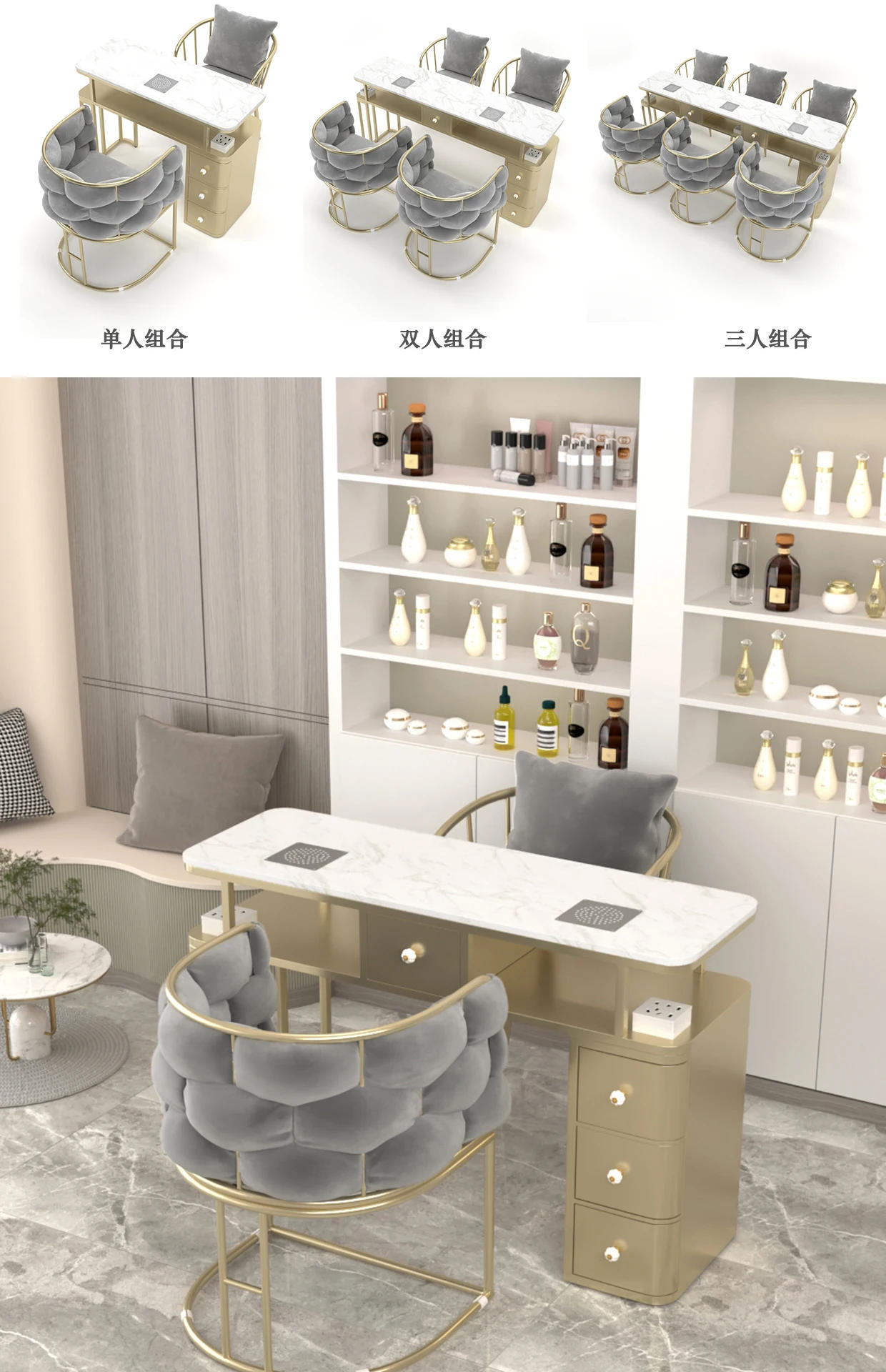 Description Picture 6 of itemStand Rest Nail Table Workstation Desk Yoocel Nordic Nail Table Cabinets Powder Tavolo Unghie Professionale Manicure Furniture