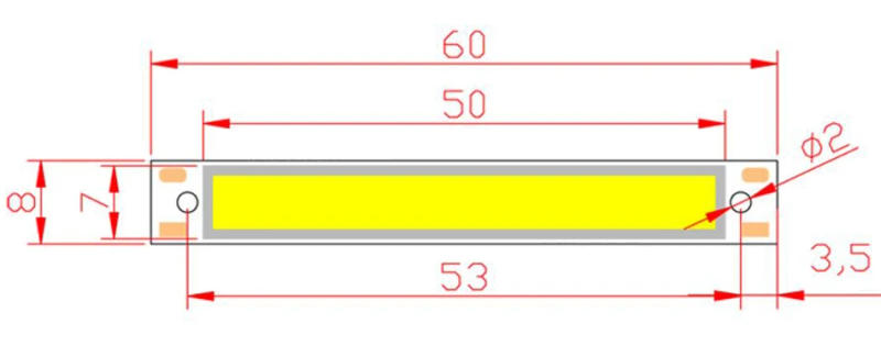 Description Picture 5 of item1PCS 60x8mm 6008 COB LED Bulb 3W Light Warm Cold White Blue Red LED COB Strip Bulb DC 3V 6V Chip for DIY Work Bicycle Lighting