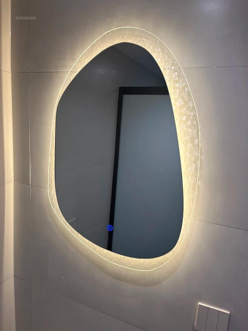 Description Picture 5 of itemCreative Decorative Mirrors for Bathroom Modern Irregular Touch Screen Bath Mirrors Multifunctional Smart Mirror for Powder Room