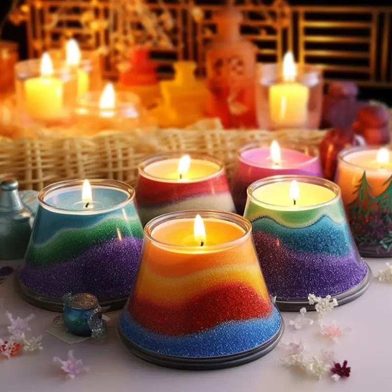 Description Picture 3 of item10g Natural Wax For Candle Colorful Sand Wax DIY Decor Sand Painting Snowflake Wax Candle Making Dye Sand Wax Candle Supplies