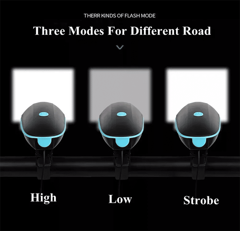 Description Picture 3 of itemBicycle Front Light with Electric Loud Horn Waterproof Bike Headlight USB Rechargeable Cycling Torch Lantern Electronic Bell