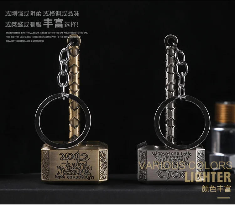 Description Picture 4 of itemFunny Creative Windproof USB Electric Rechargeable Lighter Thor Hammer Zinc Alloy Flameless Keychain Lighter Men's Smoking Gift