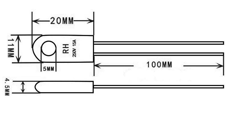 Description Picture 2 of item2/5/10PCS RH-15A 250V 95C 115C 125C 130C 135C 150C 180C 230C 240C degree Ceramic Temperature Fuse Over Temperature Protection