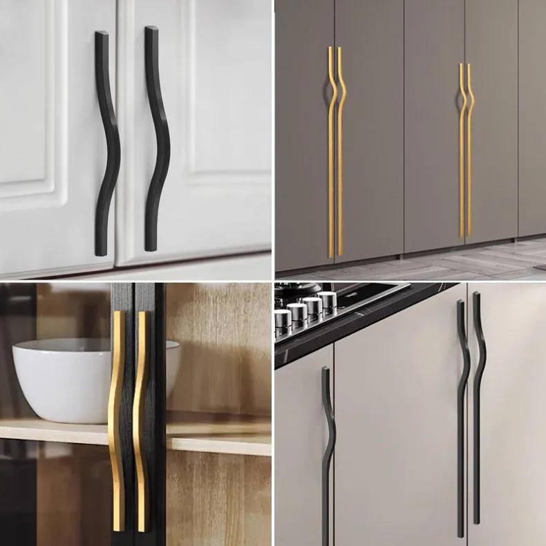 Description Picture 2 of itemLong Wardrobe Handle Gold/Black Furniture Handles for Bedroom Cabinet Wardrobe Dresser Handle and Knobs Furniture Accessory