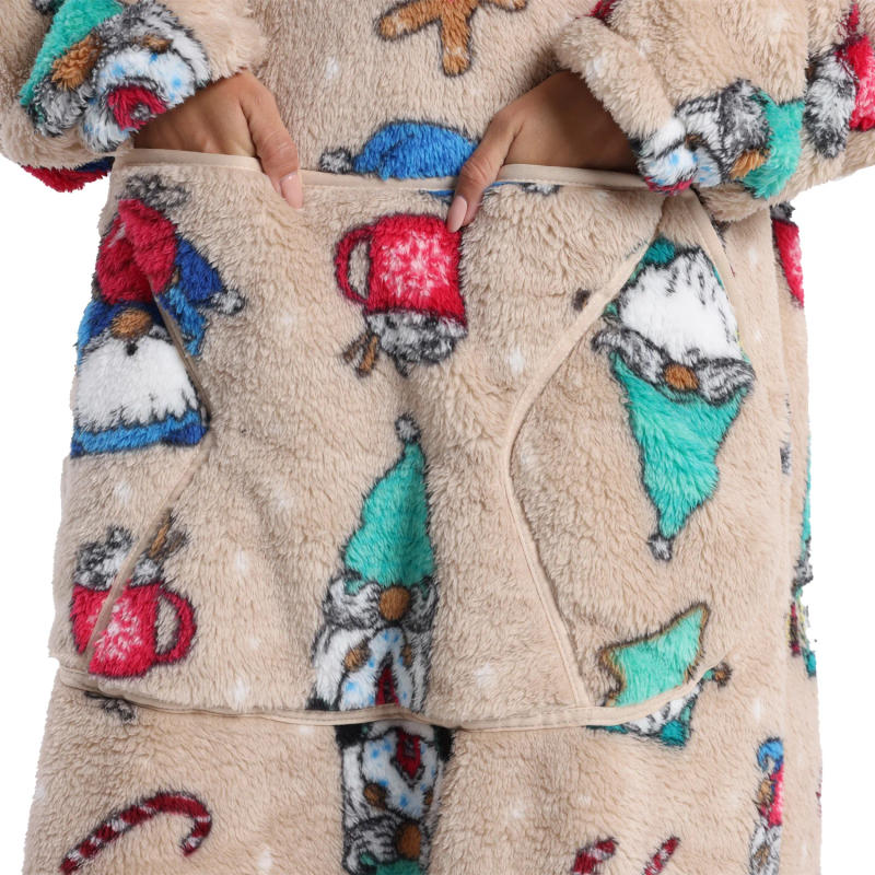 Description Picture 4 of itemWinter Warm Thick Blanket Hoodie Hooded Wearable Blanket Sweatshirt Oversized Fleece Fluffy Animal Xmas Indoor  Snuggle