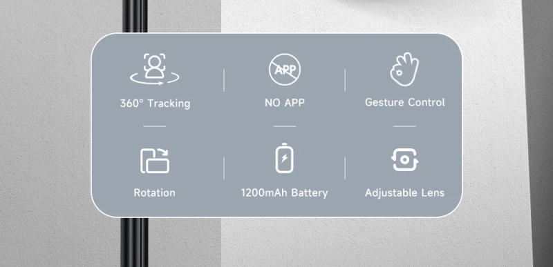 Description Picture 5 of itemTOKQI-P03 Auto Face Tracking Gimbal AI Smart 360° Rotation Desktop Phone Holder for Smartphone & Action Camera Vlog Stabilizer