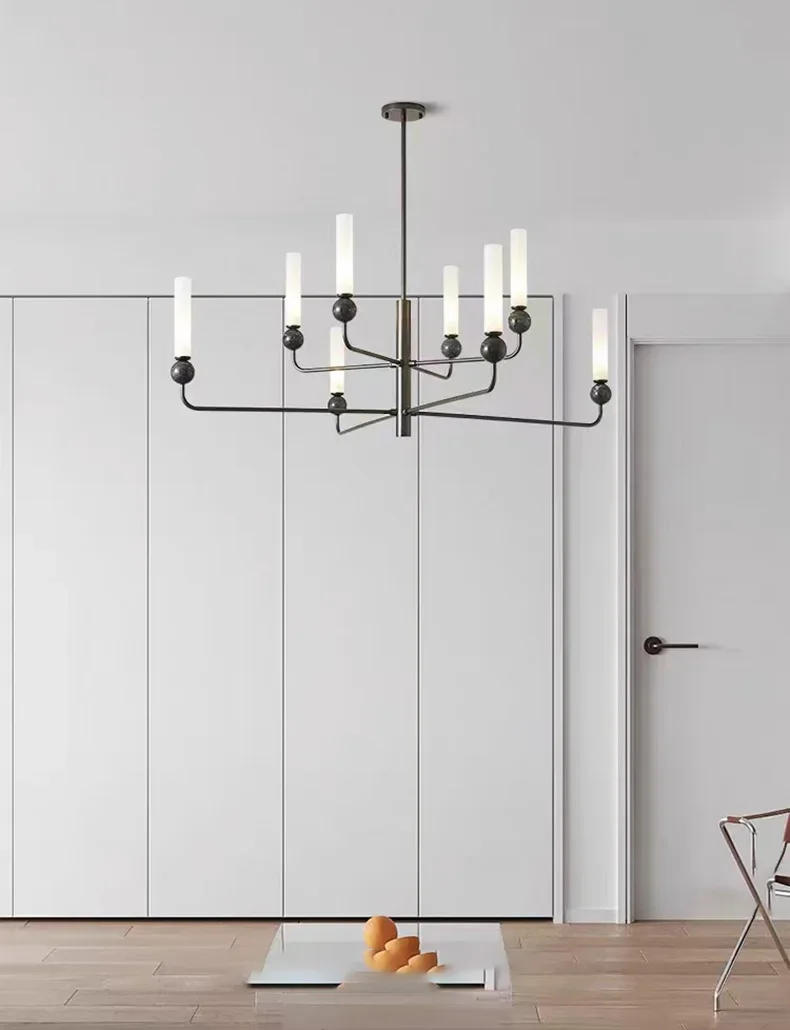 Description Picture 4 of itemModern Simple Chandelier Luxury Marble Ball Brass Lustre Light Fixture Parlor Bedroom Restaurant Study Home Decoration Luminaria