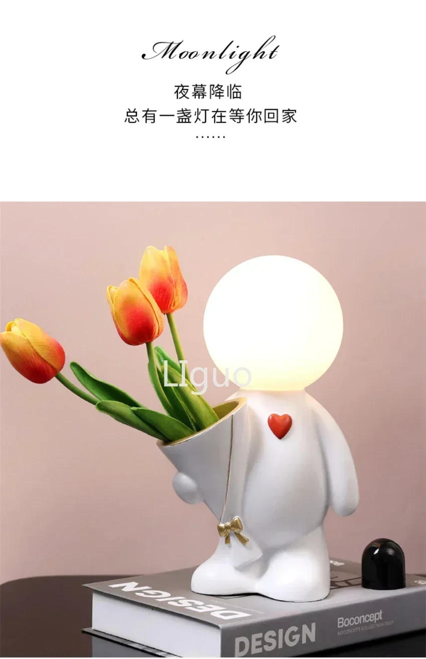 Description Picture 5 of itemNordic luxury cartoon white doll night lights bedroom bedside table decorative lamp desk wedding gift night lamps fixtures