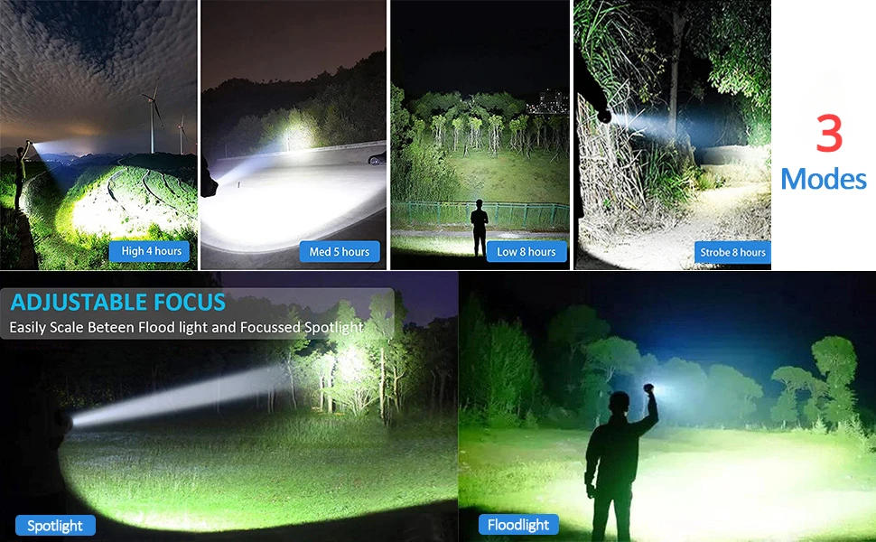 Description Picture 3 of itemLED Tactical Flashlight Rechargeable, IPX6 Waterproof Flashlight,800lm, Super Bright LED, Zoomable, Pocket-Size LED Flashlight