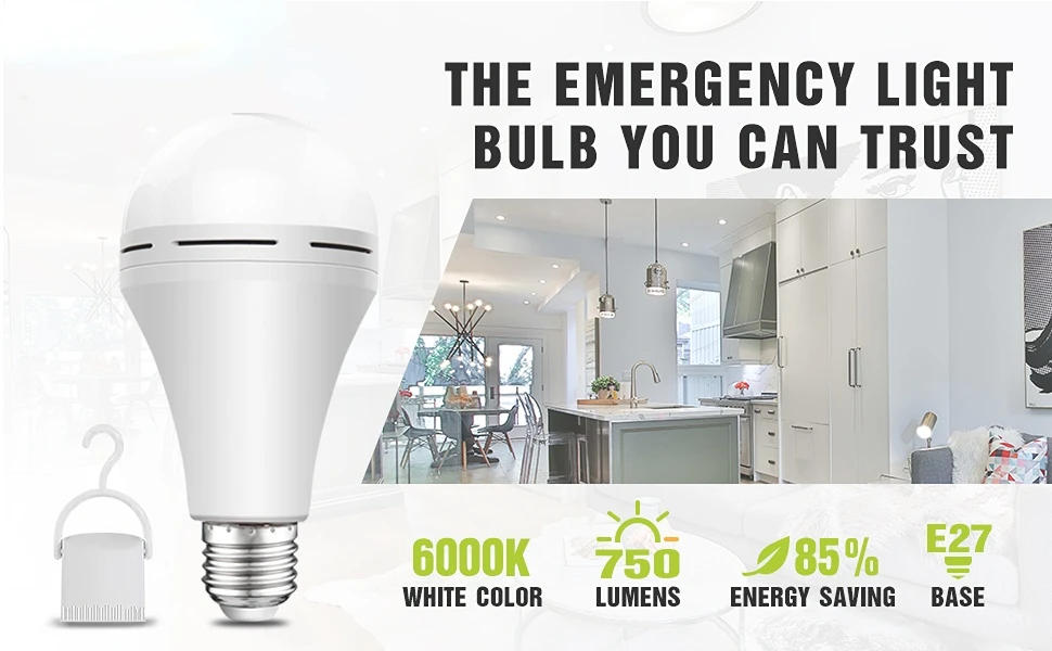 Description Picture 2 of itemEmergency Bulbs E27 LED Smart Rechargeable Light 9/15W Energy Saving Lamps Keep Lighting 3 Ways During Power Outages/ Camping