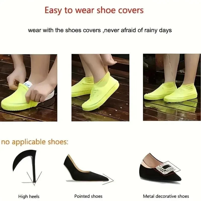 Description Picture 3 of itemSilicone Shoe Cover 1 Pair of Outdoor Rubber Rain Boot Covers Silicone Waterproof Shoe Covers Rainy Day Raincoats for Rain Shoes