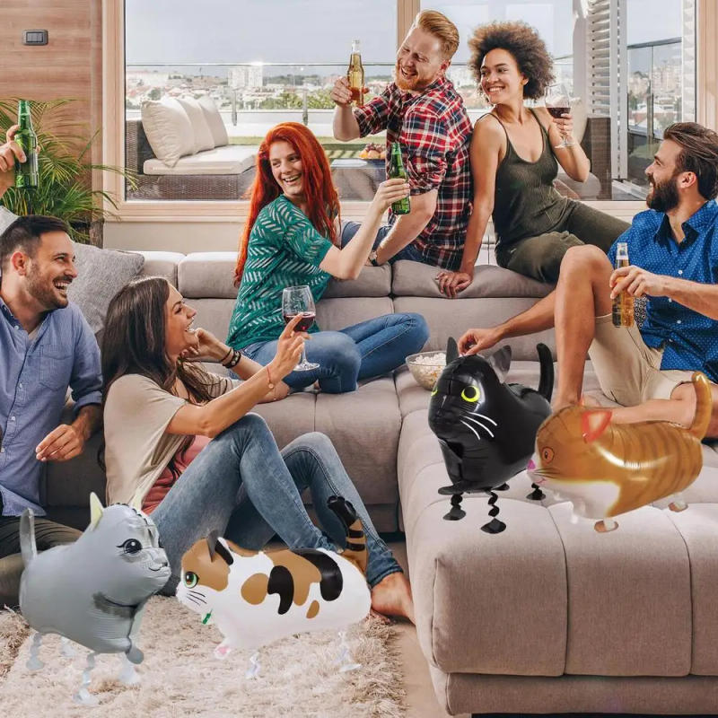 Description Picture 3 of item4Pcs Walking Animal Cat Aluminum Foil Balloon Cat Balloons For Cat Theme Party Baby Shower Wedding Birthday Anniversary Supply