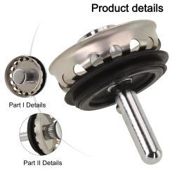 Plug Sink Strainer Sink Strainer Replacement Drain Filter Sink Waste Plug Stainless Steel Strainer Waste Basin