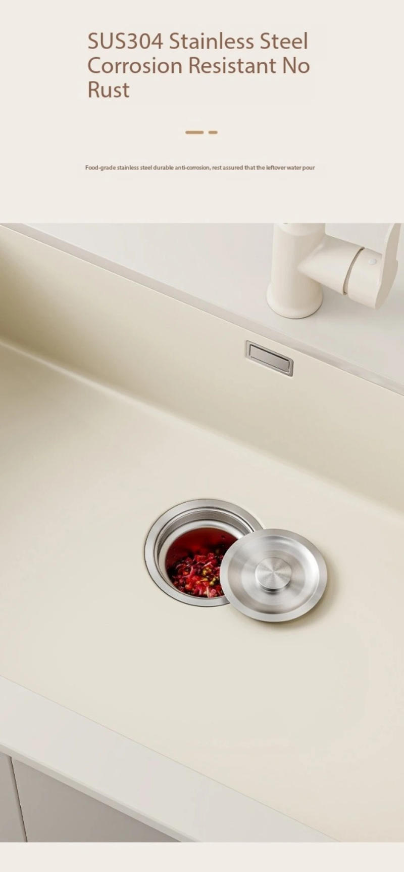 Description Picture 5 of itemMilk White 304 Stainless Steel Kitchen Waterfall Sink Large Single Sink Dish Basin Sink With Multifunction Touch Waterfall