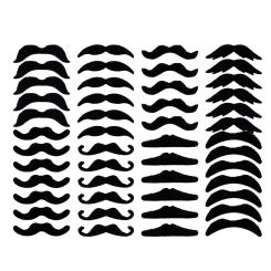48PCS Black Fake Moustache Funny Beard Wedding Birthday Party Performance Photobooth Props Halloween Costume Cosplay Mustache