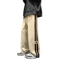 Men Casual Pants Stylish Men's Drawstring Sweatpants with Wide Leg Retro Striped Design Comfortable Elastic for Casual for Men