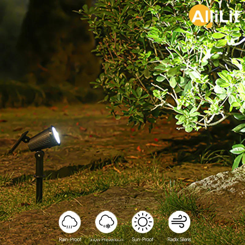 Description Picture 6 of itemAlliLit 1-2 PCS Outdoor IP65 Waterproof Spotlight Adjustable Brightness Garden Ground Plug Light LED Solar Ground Plug Light