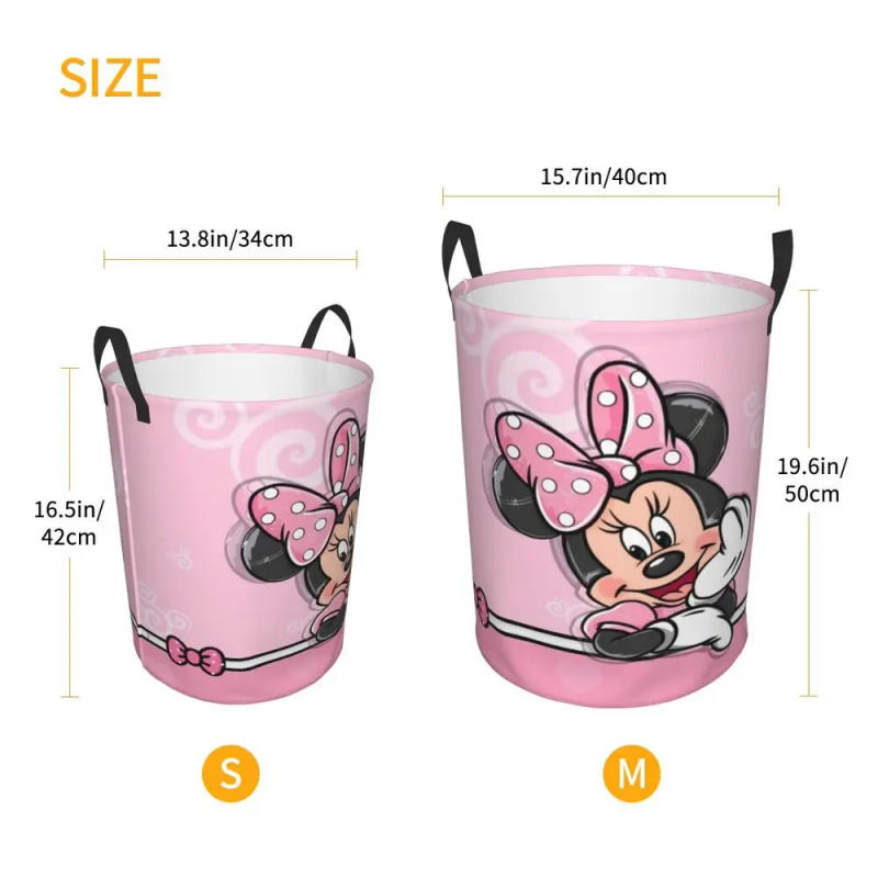 Description Picture 6 of itemCustom Minnie Mouse Anime Cartoon Laundry Basket Collapsible Baby Hamper for Nursery Toys Organizer Storage Bins