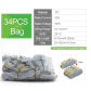 34PCS Yellow