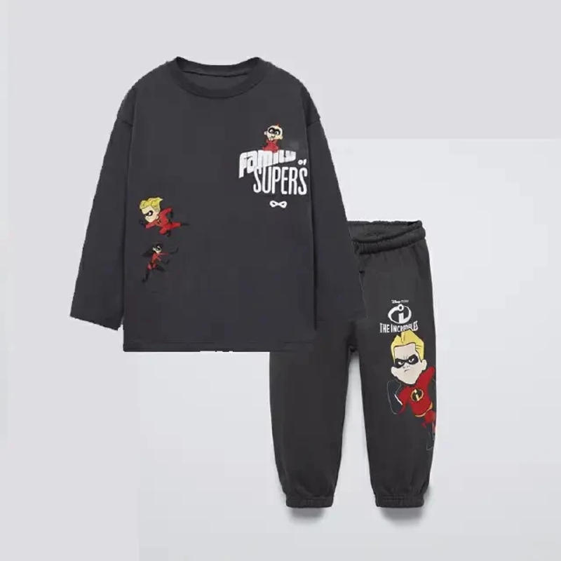 Description Picture 2 of itemCartoon Printed Fashionable Children's Suit Sportswear Loose Round Neck Children's Long Sleeved Men's And Women's Suit