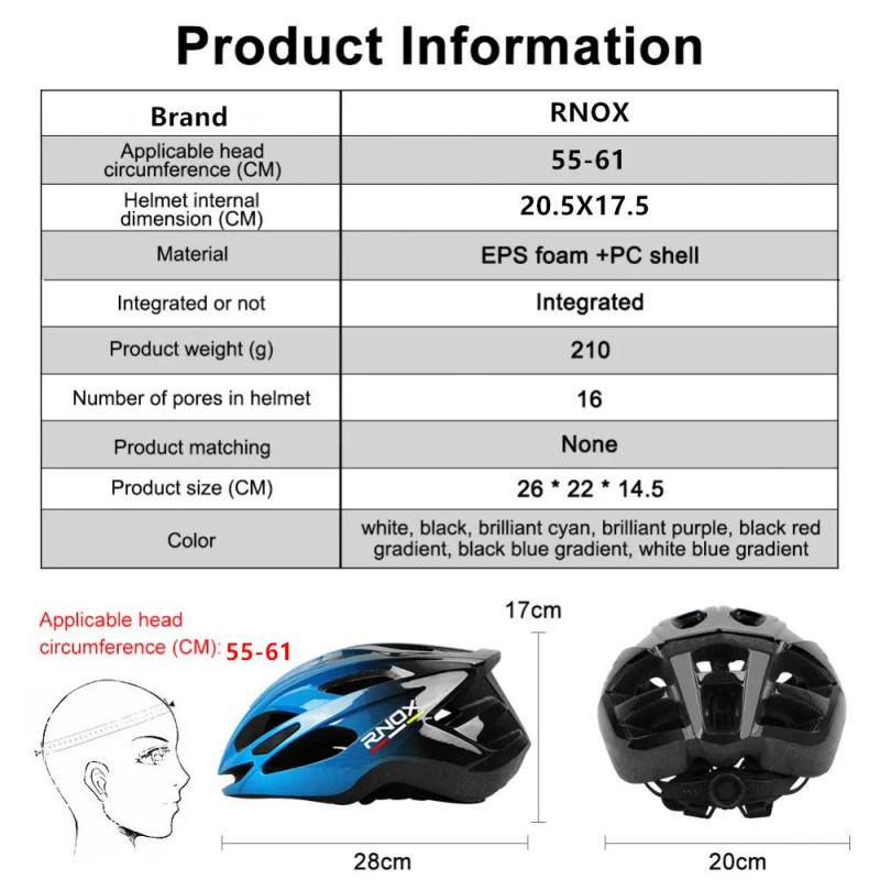 Description Picture 2 of itemRNOX New Ultralight Cycling Helmet Safety Cap Bicycle Helmet for Women Men Racing Bike Equipments Road MTB Adult Bike Helmets
