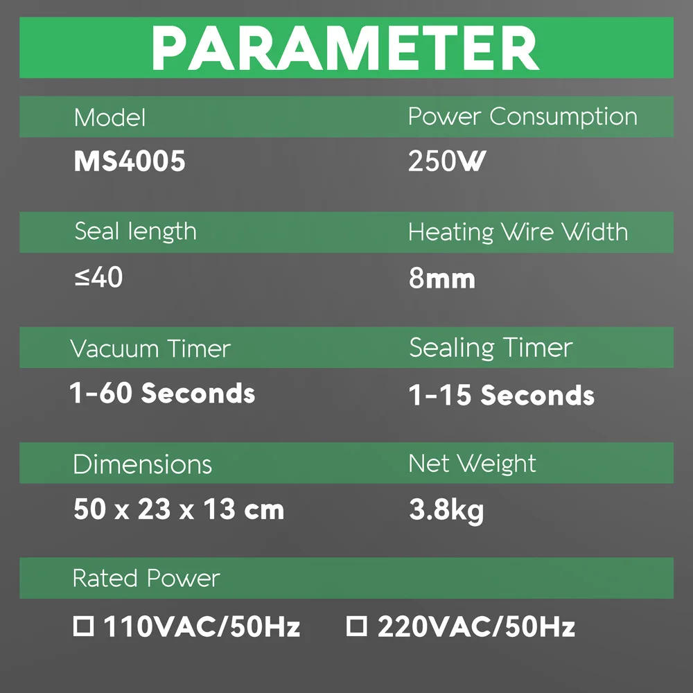 Description Picture 3 of item40CM Commercial Vacuum Sealers Fully Automatic Non-picking Bag Food Vacuum Sealing Machine Texture Bag Smooth Bag MS4005 Sealer