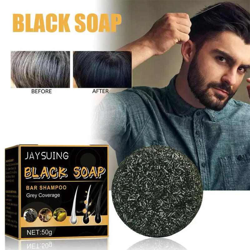 Description Picture 3 of item5pcs Hair Darkening Soap Shampoo Bar Fast Effective Repair Gray White Color Dye Hair Body Natural Organic Conditioner Black Soap