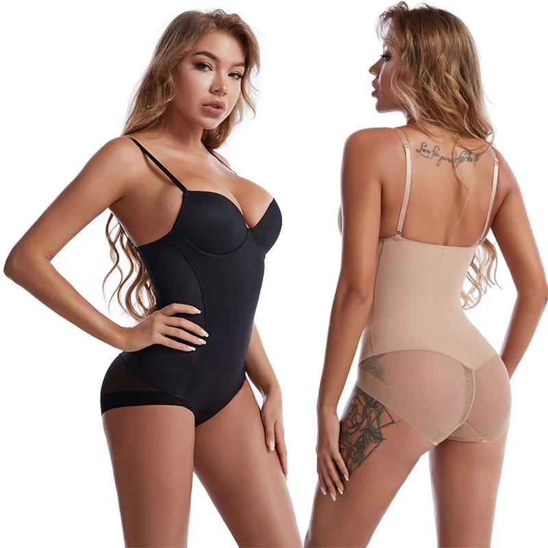 Description Picture 5 of itemShapewear Bodysuit for Women Slimming Body Shaper Waist Trainer Sexy V Neck Underwire Bra Jumpsuit Tummy Control Smooth Bodywear