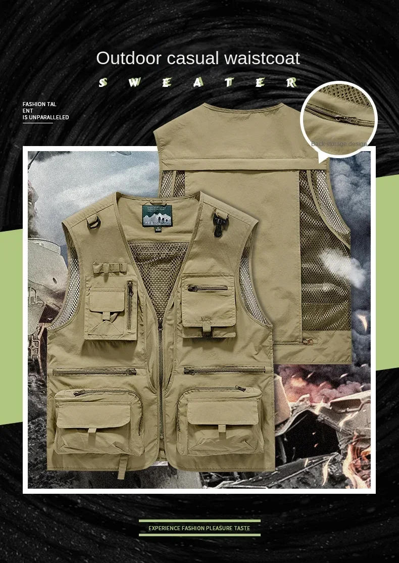 Description Picture 6 of itemMultipocket Quick Dry Mesh Fishing Vests Men Outdoor Tactical Vest Hiking Hunting Casual Fisherman Vest Solid Sleeveless Coats