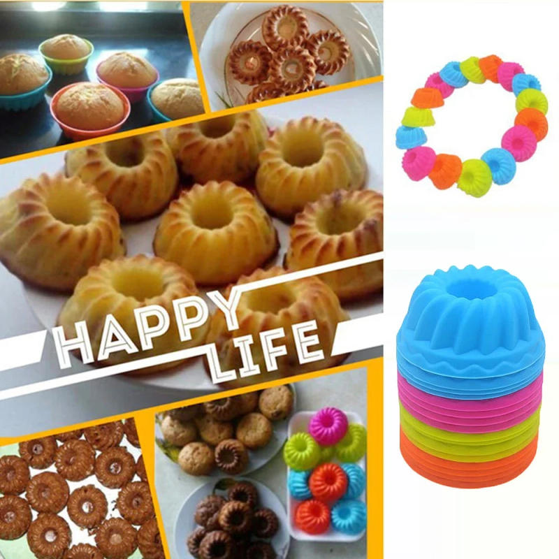 Description Picture 5 of item12 Pieces/Set Of Silicone Cake Mold Round Muffin Cup Cake Baking Mold Kitchen Cooking Bakeware Making Diy Cake Decoration Tool