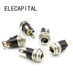 5 Pcs 5.5mmx2.1mm DC Power Jack Socket Female Panel Mount Connector