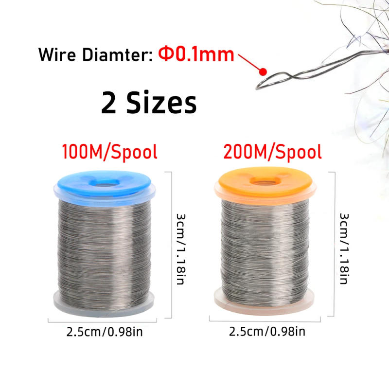 Description Picture 4 of item0.1mm 100m & 200m Fly Fishing Tying Weighted Body Wire Stainless Steel Dubbing Brush Wire for Bass Pike Flies Streamers Lure
