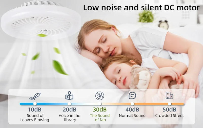 Description Picture 4 of itemSmart 30W LED Ceiling Fan with Remote Control E27 Converter Base 3 Speed modes for Bedroom Living Room Lighting Quiet Operation