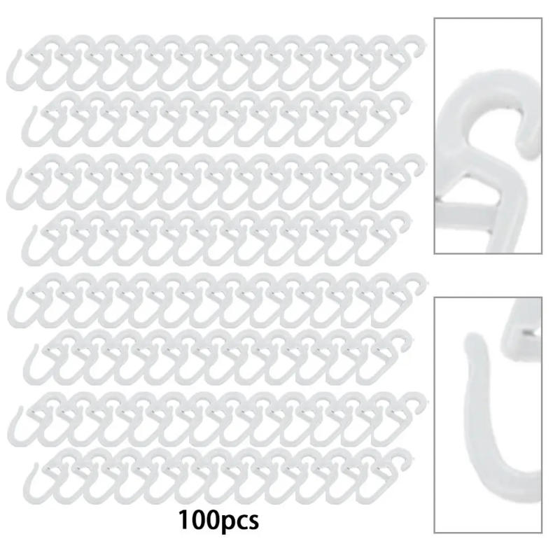 Description Picture 2 of item100Pcs Plastic Curtain Hooks Clip-On Hooks With 10mm Eyelet For Curtain Rings Pleating Hooks Conveniently Hung And Secured