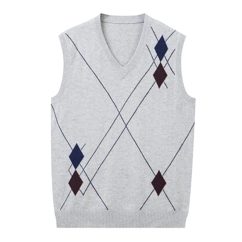 Description Picture 3 of itemKorean Fashion Men's Wool Knitted Casua Vest V-neck Slim Fit Sleeveless Business Waistcoat  Wool Vest Plus Size 3XL