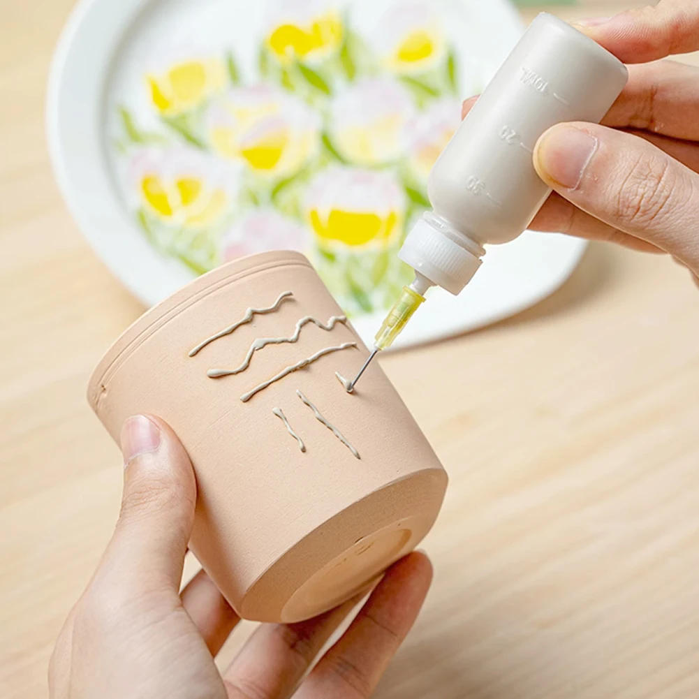 Description Picture 6 of item50ml Pottery Mud Painting Bottle Squeeze Mud Bottle Multi-needle DIY Texture Ceramic Coloring Glaze Painted Clay Sculpture Tool